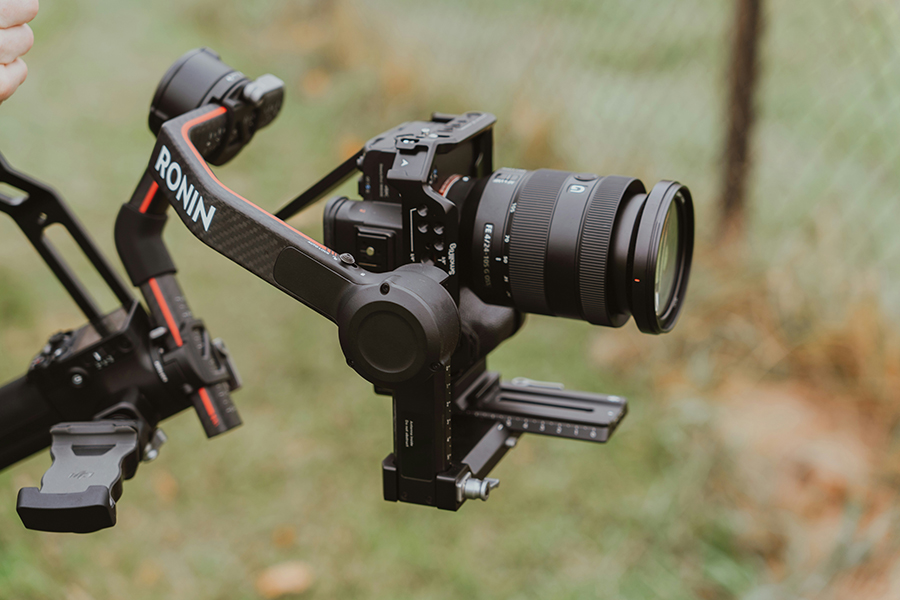 Professional camera with a gimbal used for high-quality real estate video marketing in Marquette, MI.