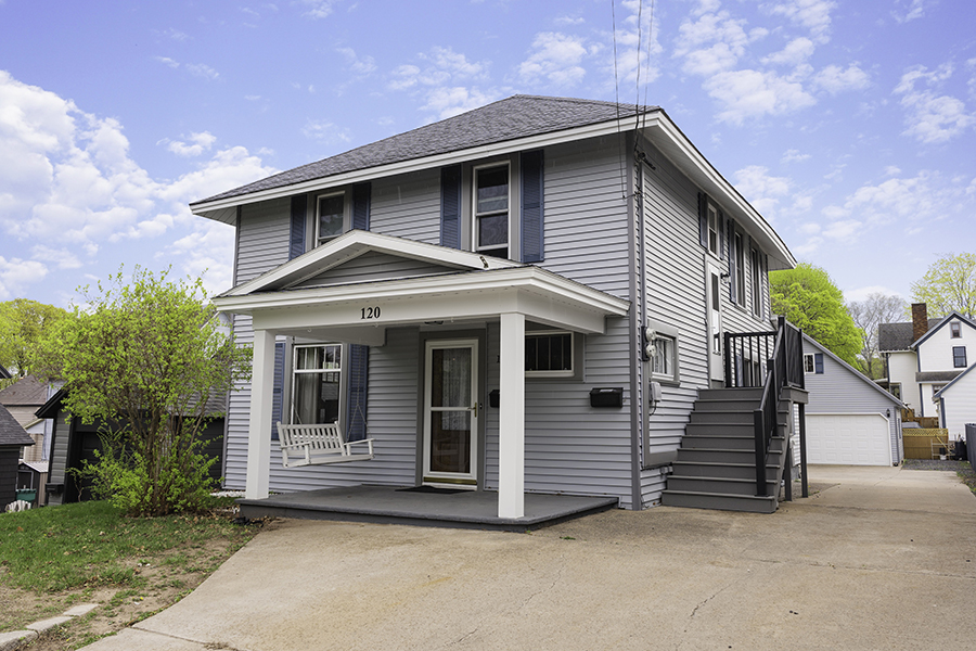 Front exterior of a spacious East Side Marquette home for sale, located near Lake Superior and downtown.